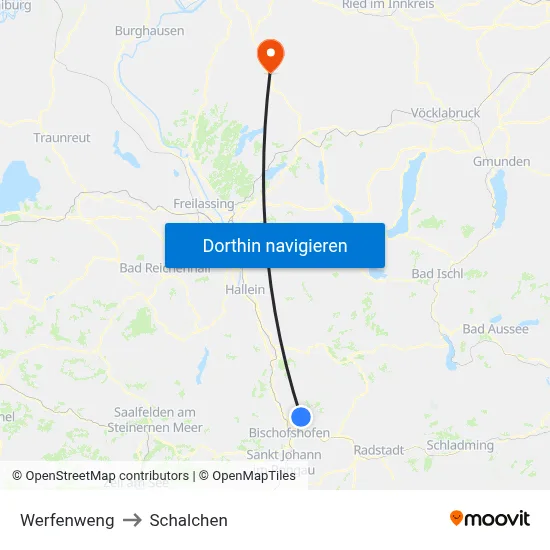Werfenweng to Schalchen map