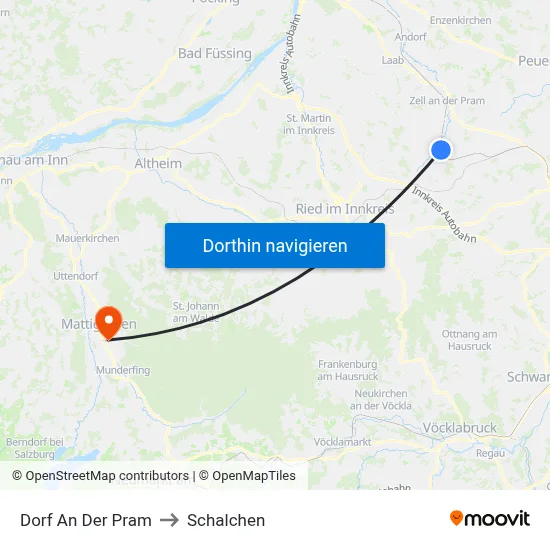Dorf An Der Pram to Schalchen map