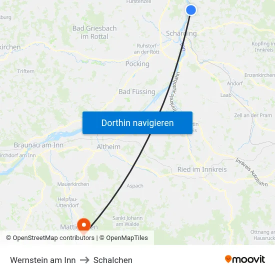 Wernstein am Inn to Schalchen map