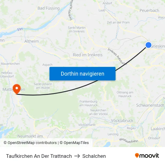 Taufkirchen An Der Trattnach to Schalchen map