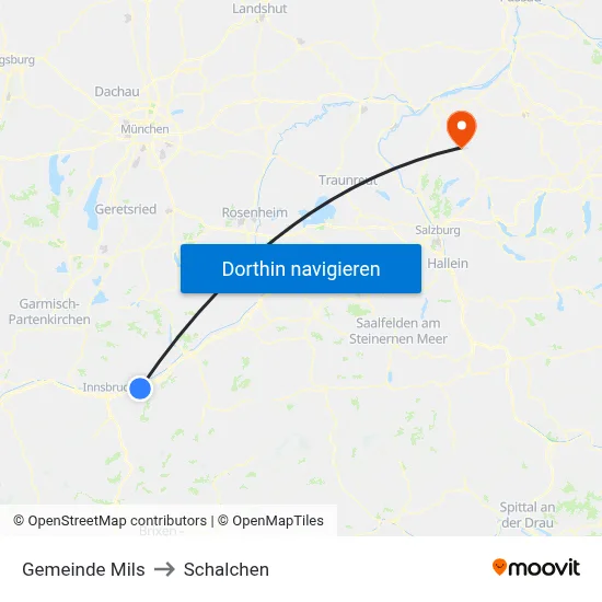 Gemeinde Mils to Schalchen map