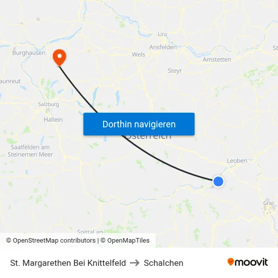 St. Margarethen Bei Knittelfeld to Schalchen map