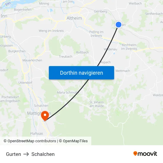 Gurten to Schalchen map
