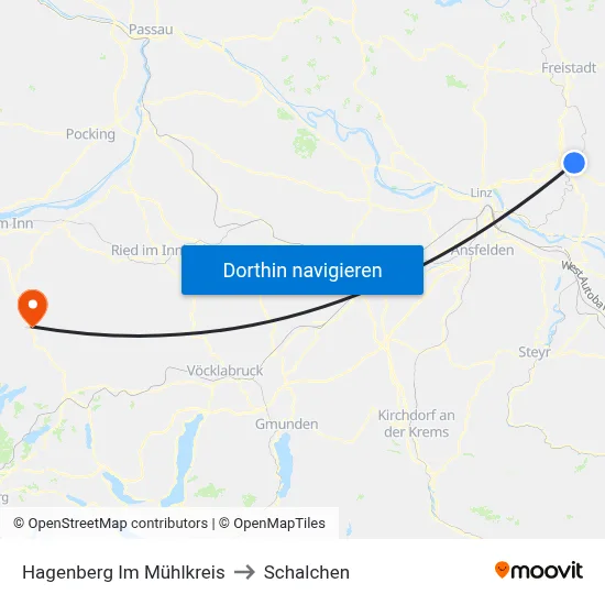 Hagenberg Im Mühlkreis to Schalchen map
