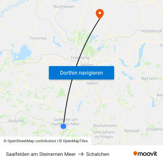 Saalfelden am Steinernen Meer to Schalchen map
