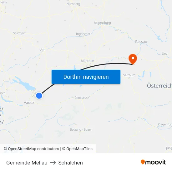 Gemeinde Mellau to Schalchen map