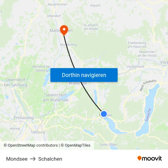 Mondsee to Schalchen map