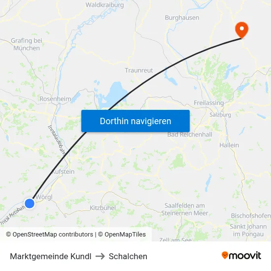 Marktgemeinde Kundl to Schalchen map