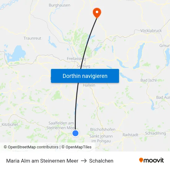 Maria Alm am Steinernen Meer to Schalchen map