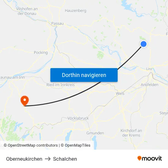 Oberneukirchen to Schalchen map