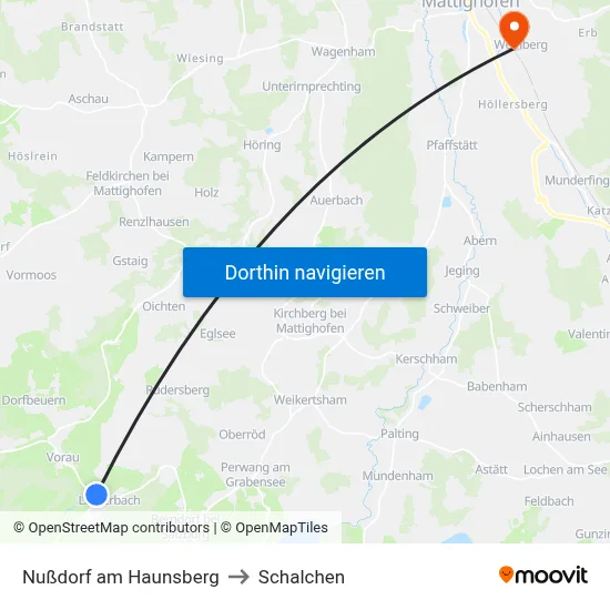 Nußdorf am Haunsberg to Schalchen map