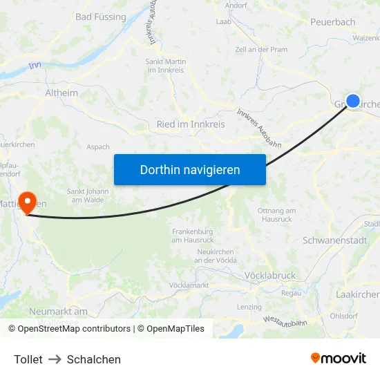 Tollet to Schalchen map