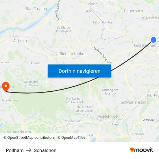 Pollham to Schalchen map
