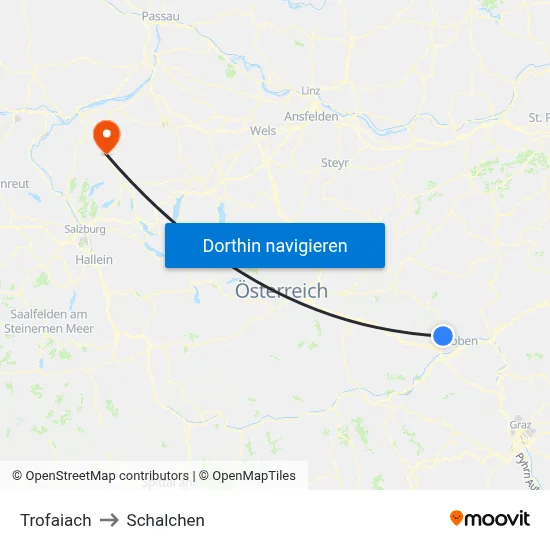 Trofaiach to Schalchen map