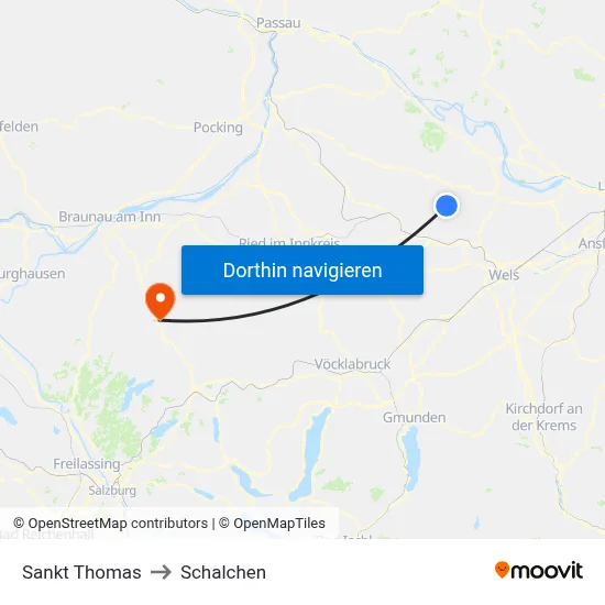 Sankt Thomas to Schalchen map