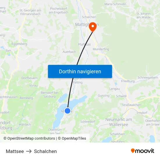 Mattsee to Schalchen map