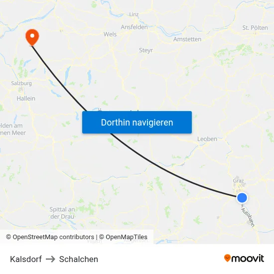 Kalsdorf to Schalchen map