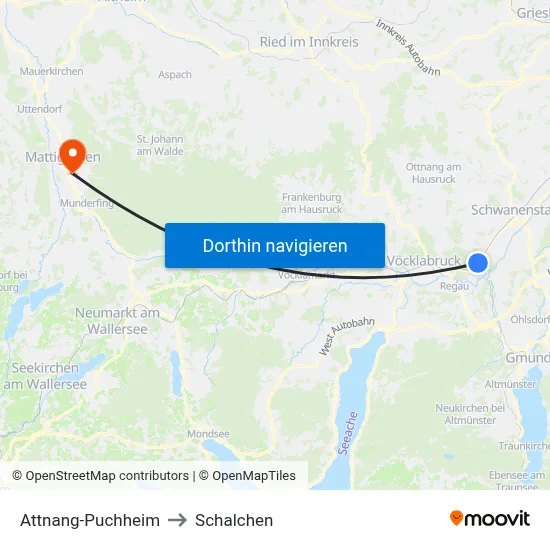 Attnang-Puchheim to Schalchen map
