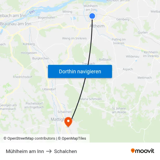 Mühlheim am Inn to Schalchen map