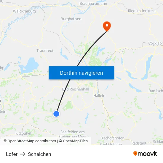 Lofer to Schalchen map