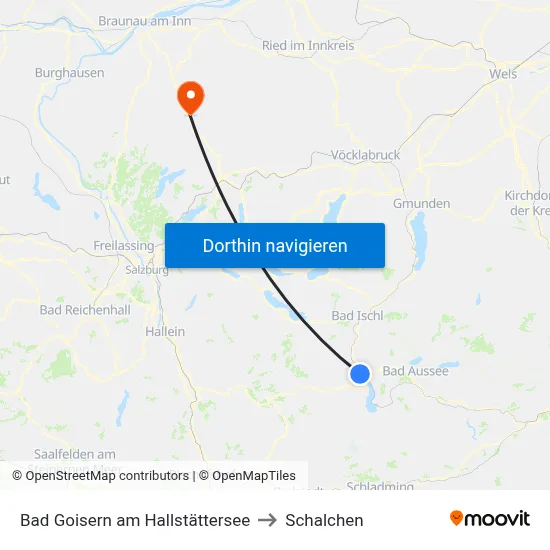 Bad Goisern am Hallstättersee to Schalchen map