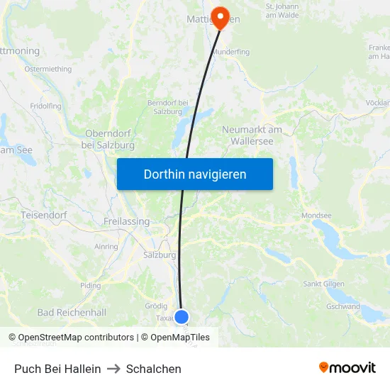 Puch Bei Hallein to Schalchen map