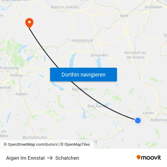Aigen Im Ennstal to Schalchen map