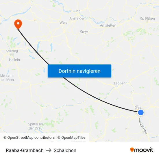 Raaba-Grambach to Schalchen map