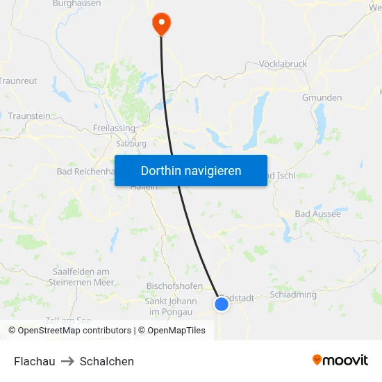 Flachau to Schalchen map