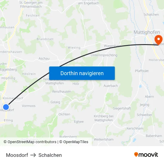 Moosdorf to Schalchen map