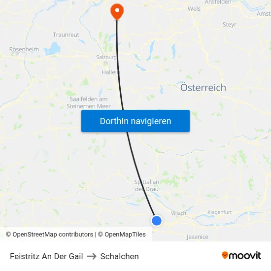 Feistritz An Der Gail to Schalchen map