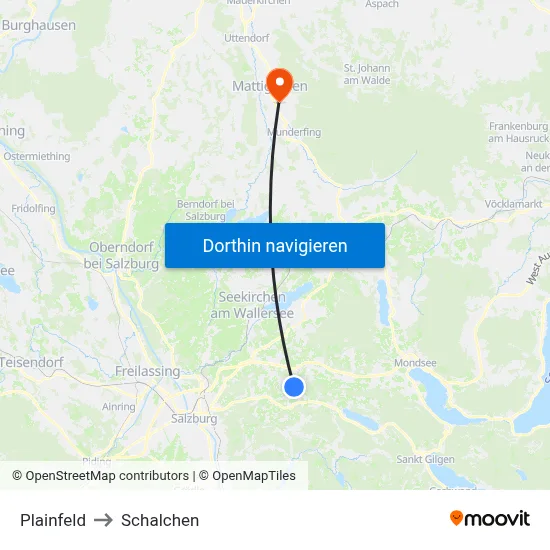 Plainfeld to Schalchen map