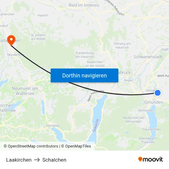 Laakirchen to Schalchen map