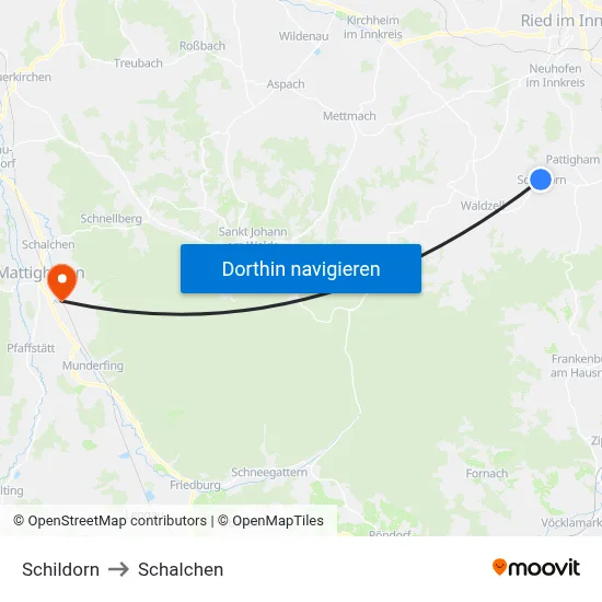 Schildorn to Schalchen map