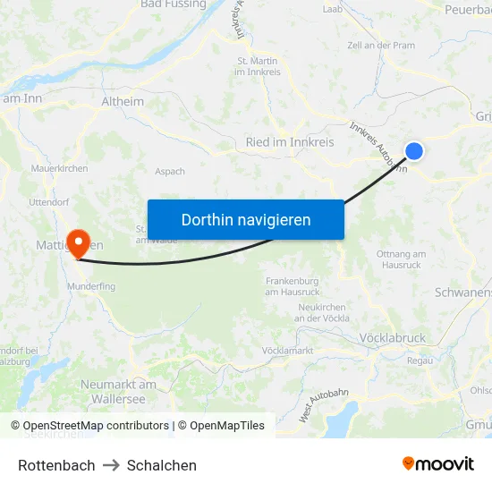 Rottenbach to Schalchen map