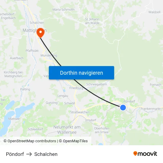Pöndorf to Schalchen map