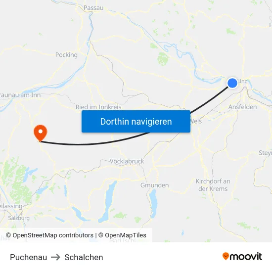 Puchenau to Schalchen map