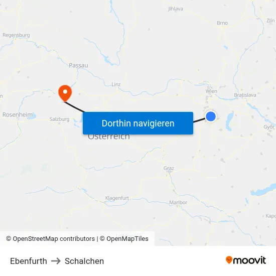 Ebenfurth to Schalchen map