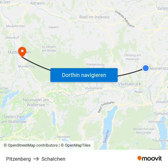 Pitzenberg to Schalchen map