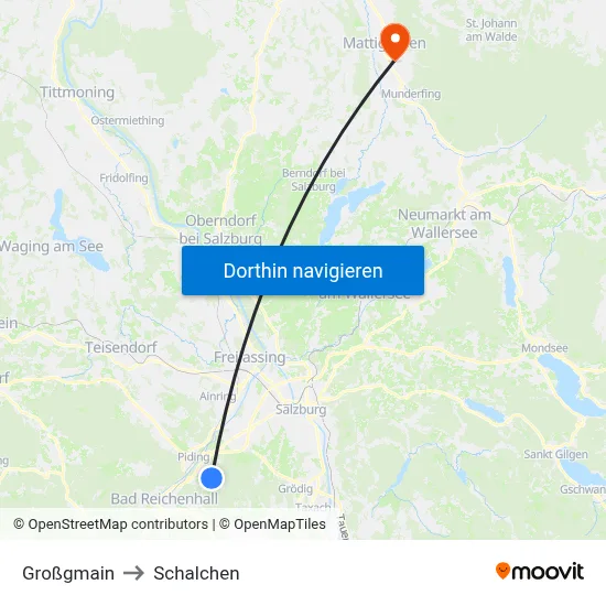 Großgmain to Schalchen map