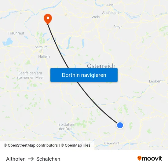 Althofen to Schalchen map
