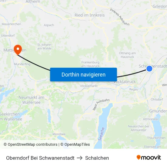 Oberndorf Bei Schwanenstadt to Schalchen map