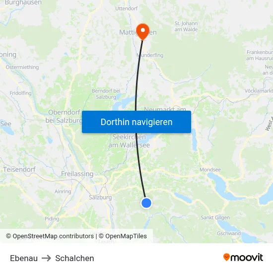 Ebenau to Schalchen map