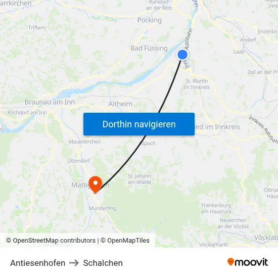 Antiesenhofen to Schalchen map