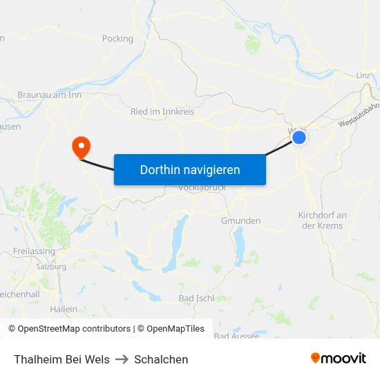 Thalheim Bei Wels to Schalchen map