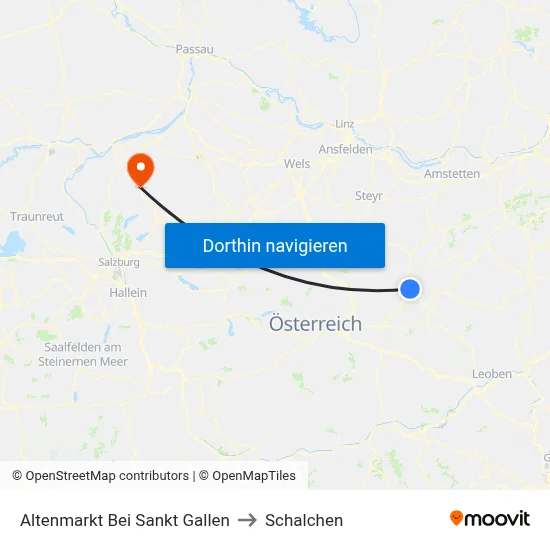 Altenmarkt Bei Sankt Gallen to Schalchen map