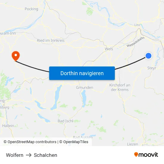 Wolfern to Schalchen map