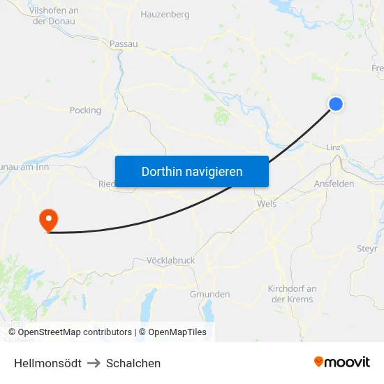 Hellmonsödt to Schalchen map