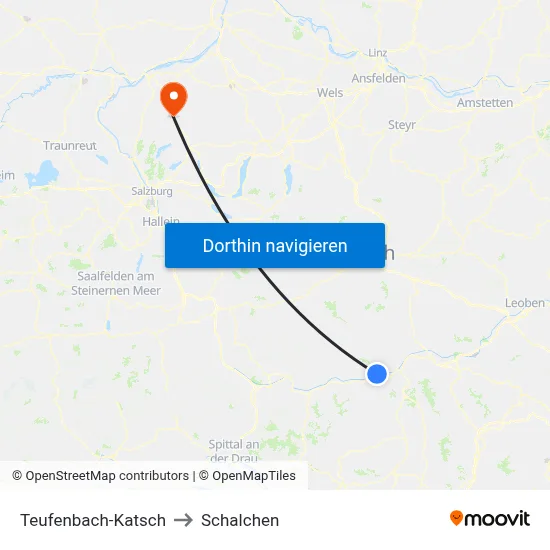 Teufenbach-Katsch to Schalchen map