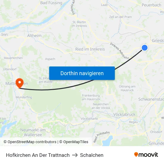 Hofkirchen An Der Trattnach to Schalchen map